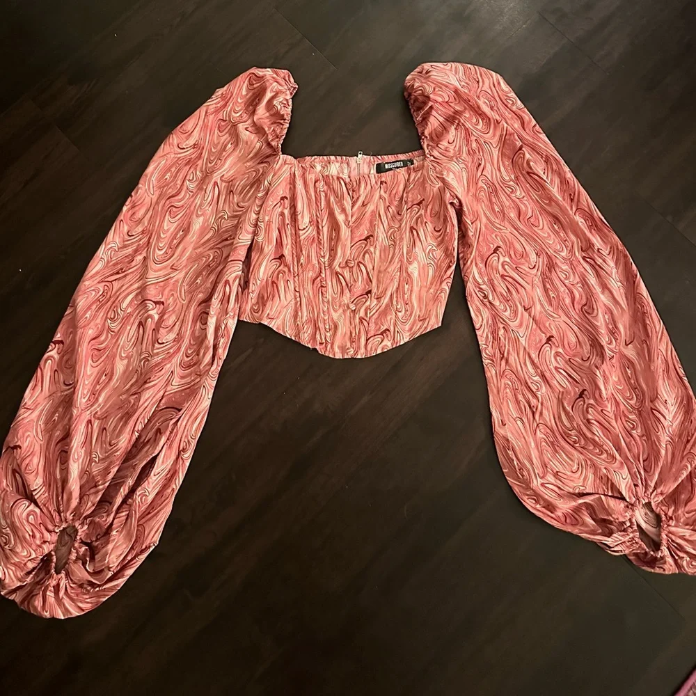 Misguided Pink Long Sleeve Corset Top - Picture 3 of 5